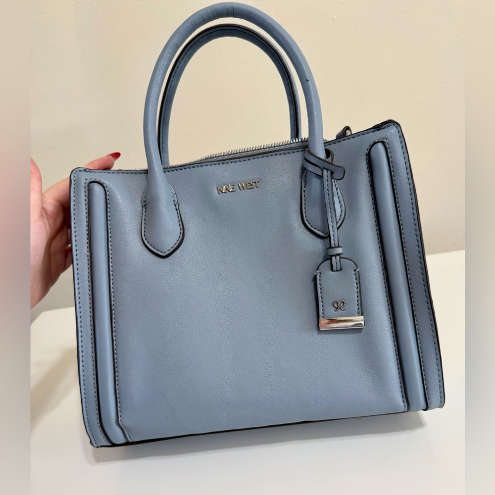 👜 Nine West Aidenne Satchel Purse – Dusty Blue - Picture 3 of 10